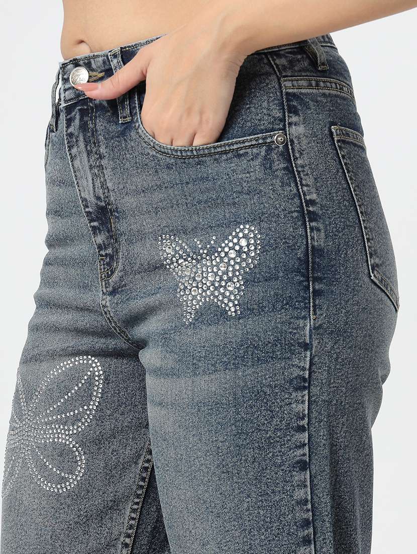 women solid high rise straight fit jean - 21677417 - Standard Image - 5