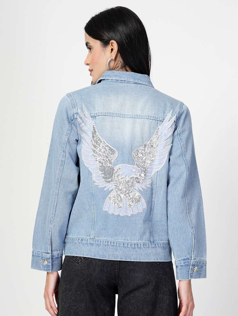 women embellished long sleeves denim jacket - 21677519 -  Standard Image - 3