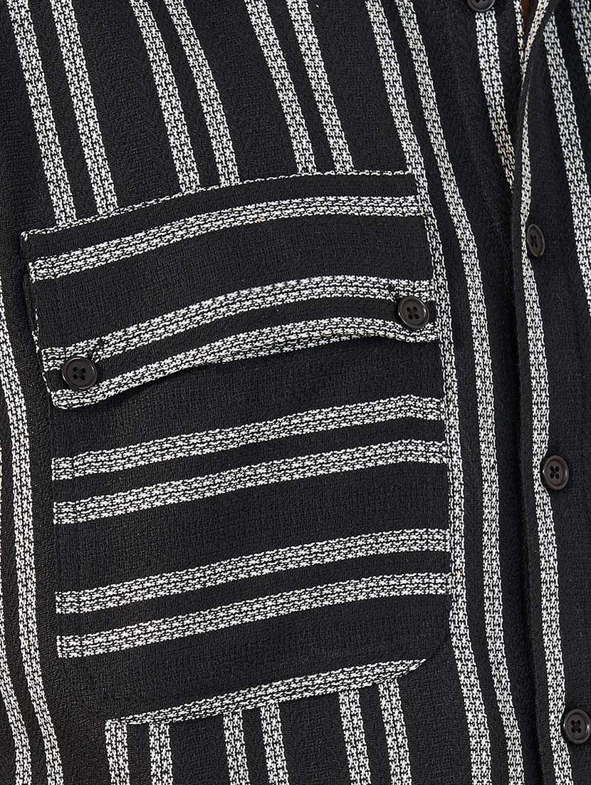 men striped short sleeve over size casual shirt - 21677537 -  Standard Image - 3