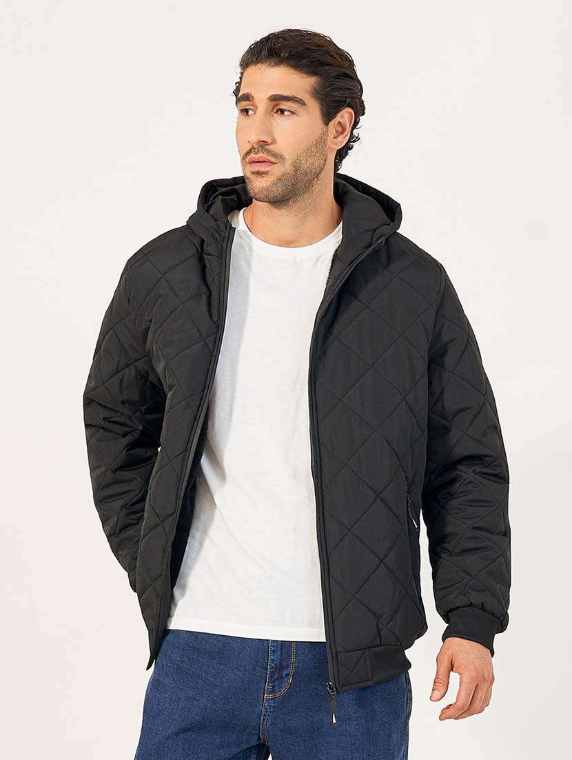 men black solid puffer jacket - 21677544 -  Zoom Image - 0