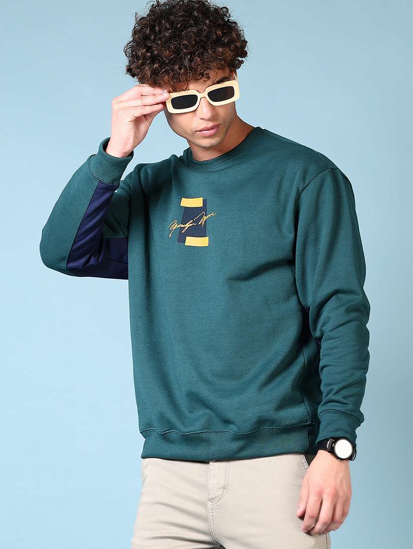 men chest print long sleeve sweatshirt - 21677615 -  Zoom Image - 0
