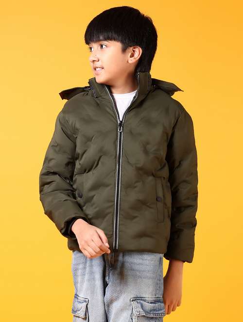 boys long sleeves solid quilted jacket - 21677619 -  Standard Image - 0