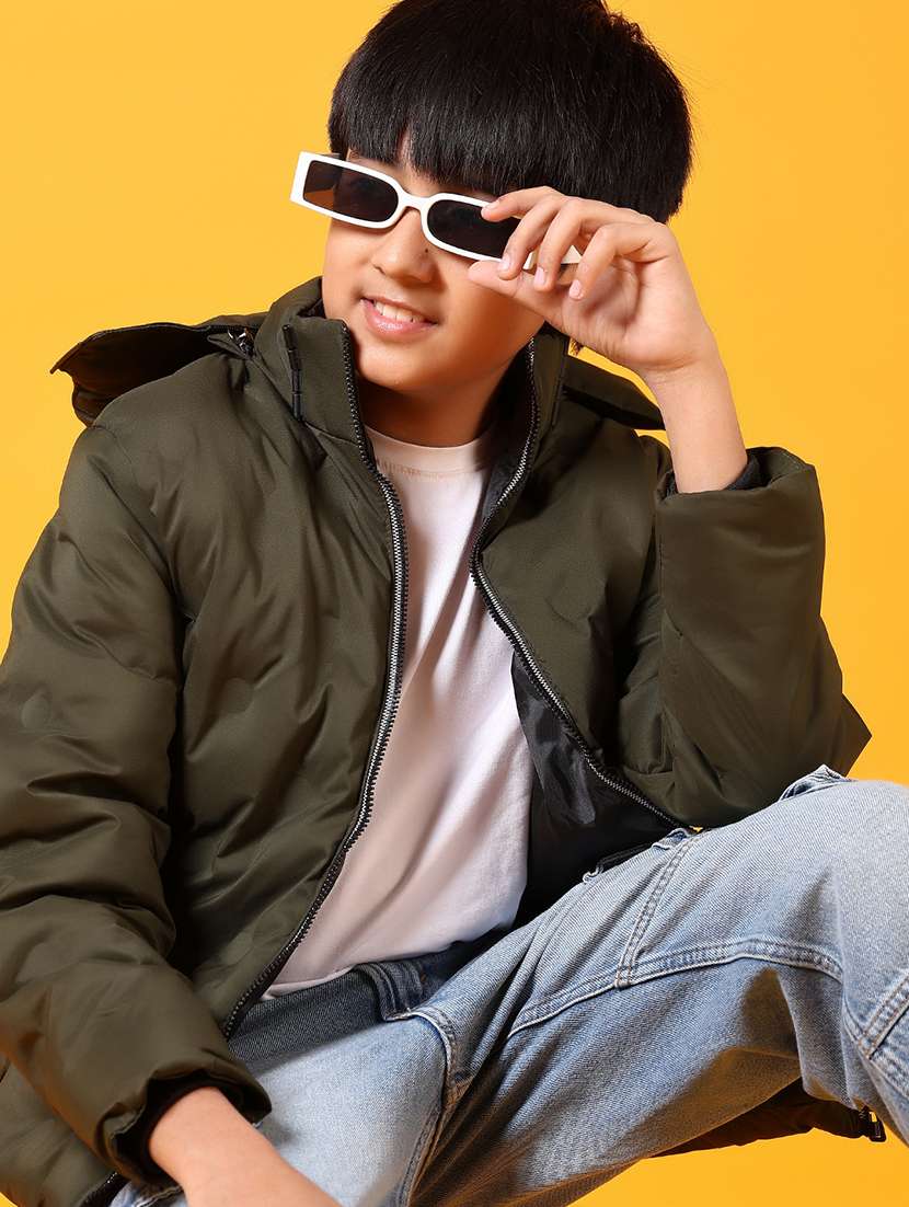 boys long sleeves solid quilted jacket - 21677619 -  Standard Image - 3