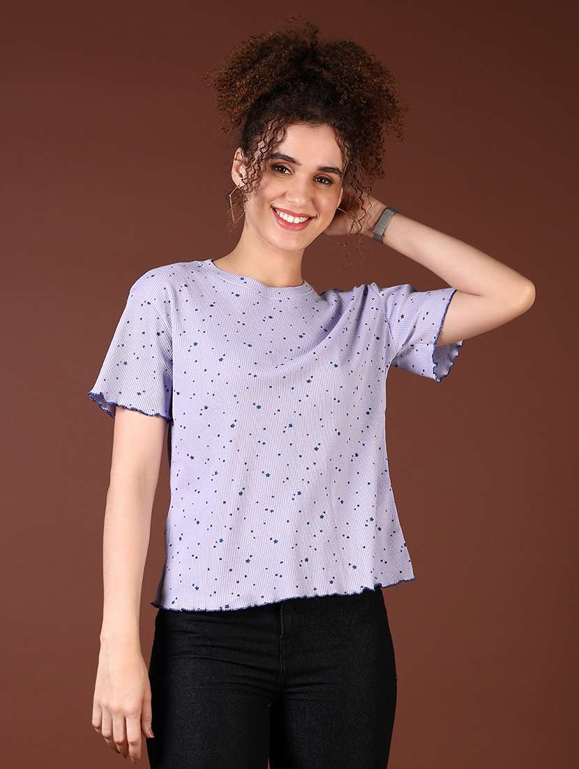 women lavender printed short sleeve t-shirt - 21677671 - Zoom Image - 0