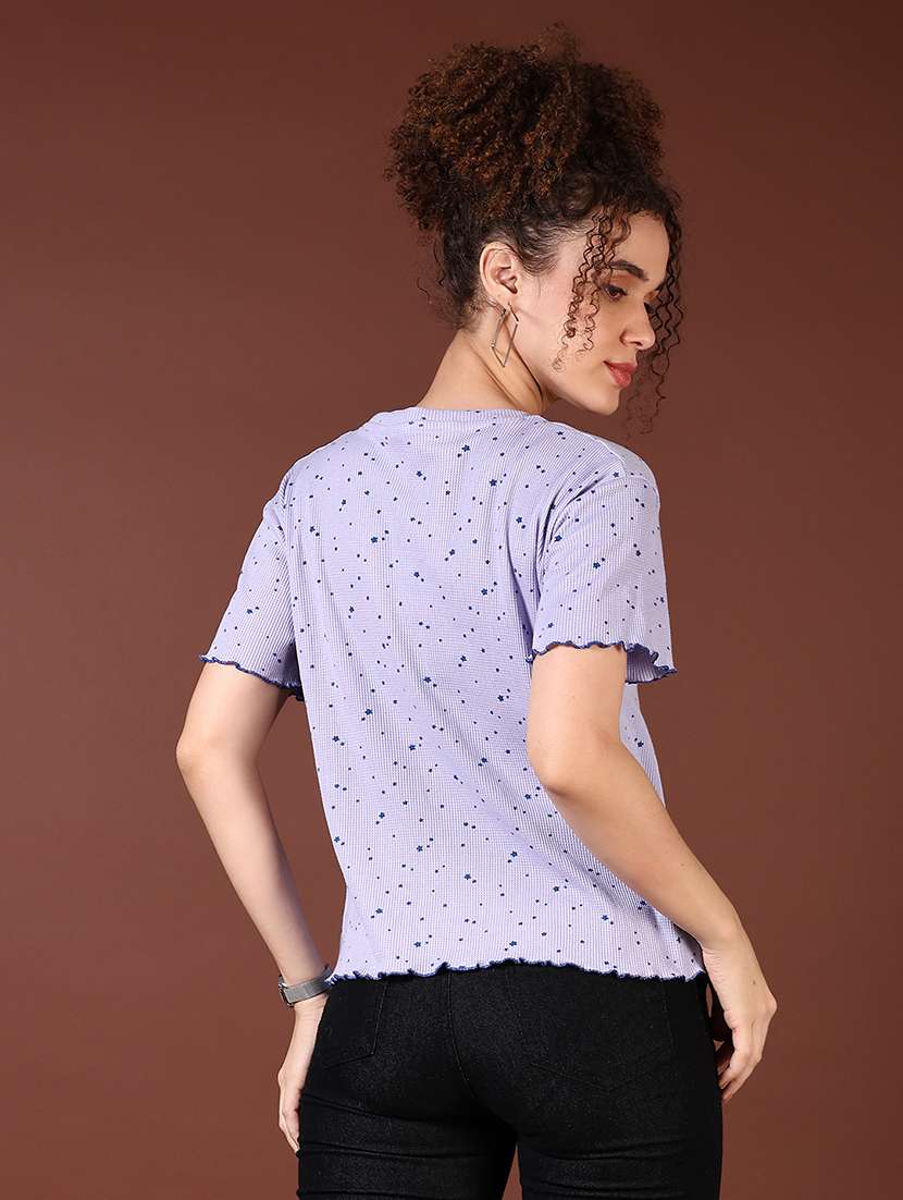 women lavender printed short sleeve t-shirt - 21677671 - Standard Image - 3
