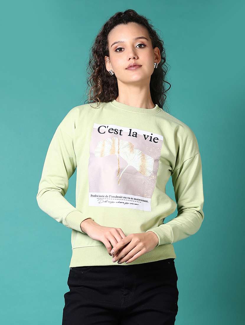 women long sleeves front print sweatshirt
