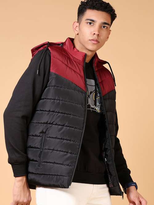 men color block puffer hooded casual jacket - 21677721 -  Standard Image - 0