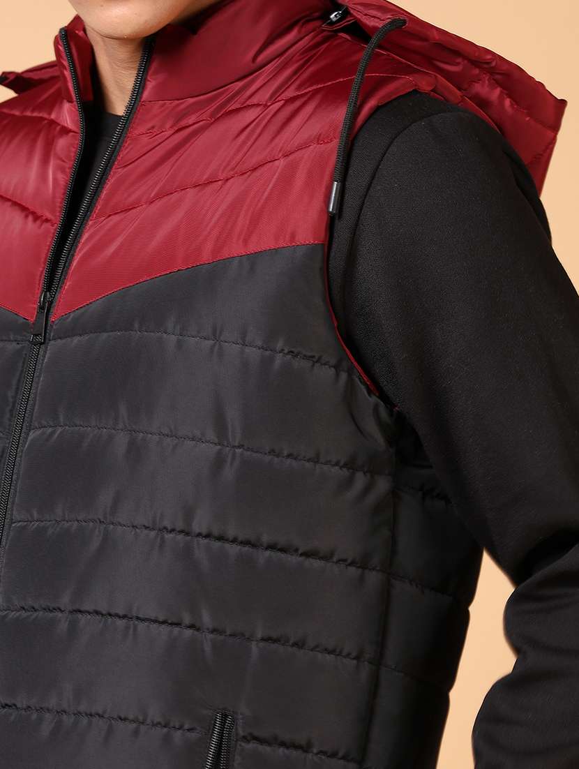 men color block puffer hooded casual jacket - 21677721 -  Standard Image - 3