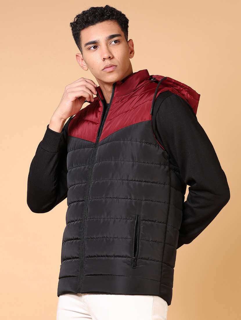men color block puffer hooded casual jacket - 21677721 -  Standard Image - 5