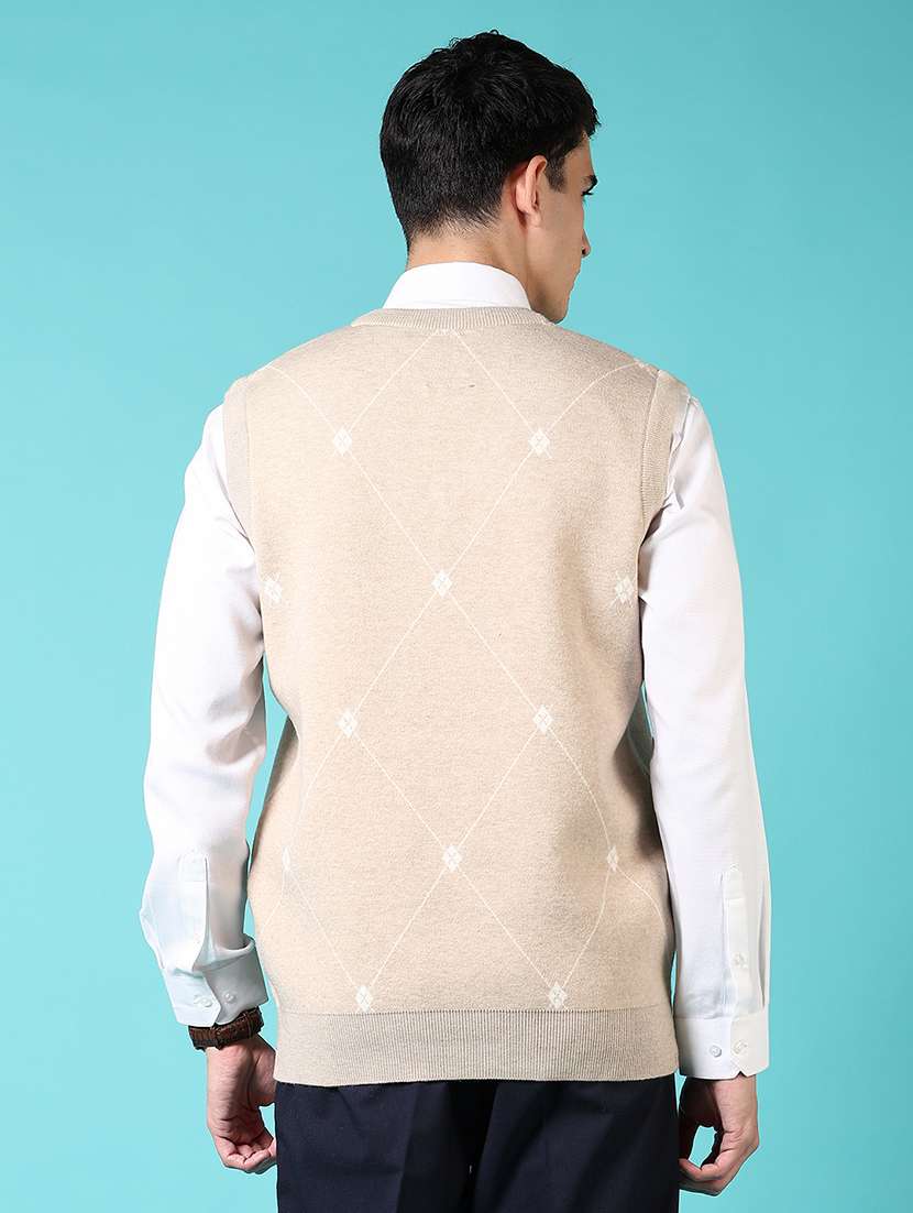 men self design sleeveless pullover sweater - 21677731 -  Standard Image - 3