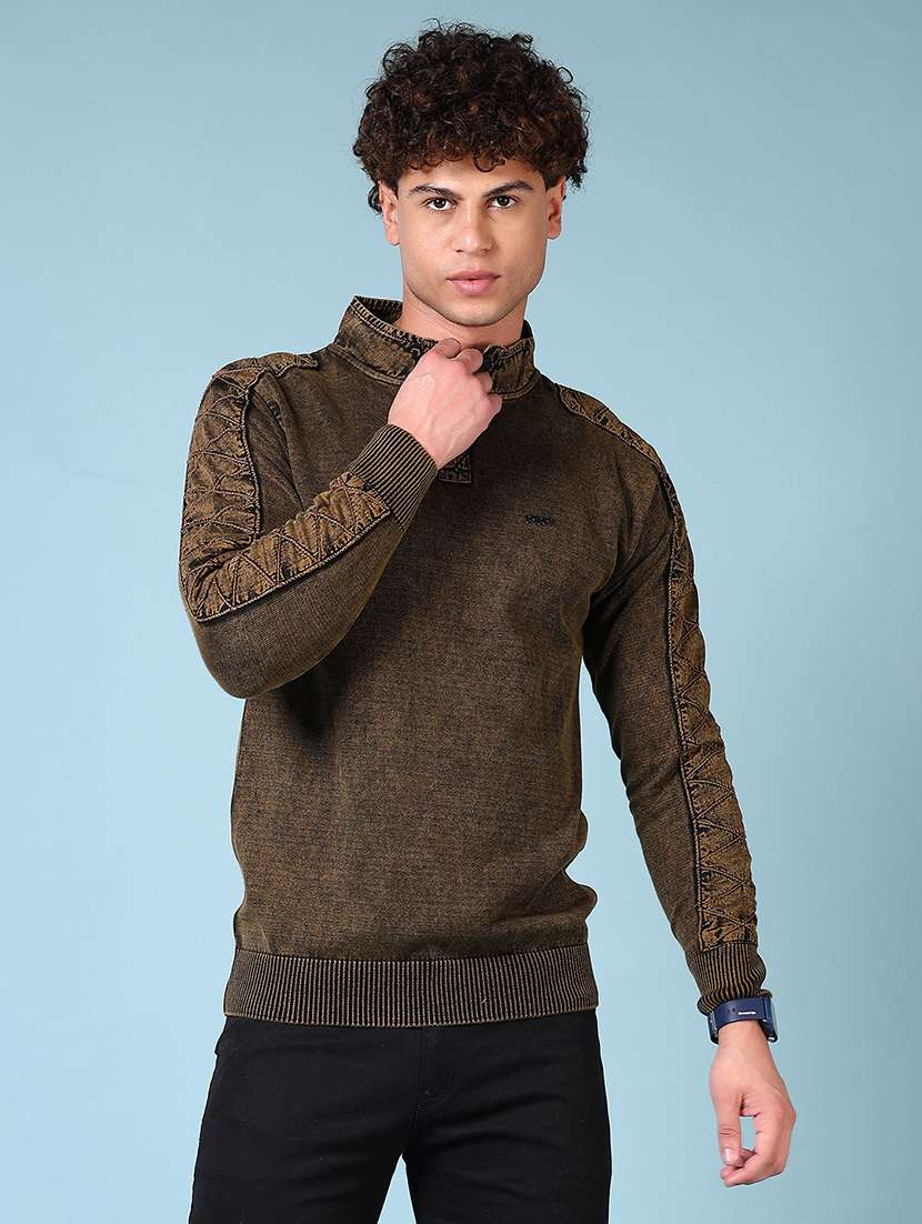 men solid stand collar pullover - 21677733 -  Zoom Image - 0