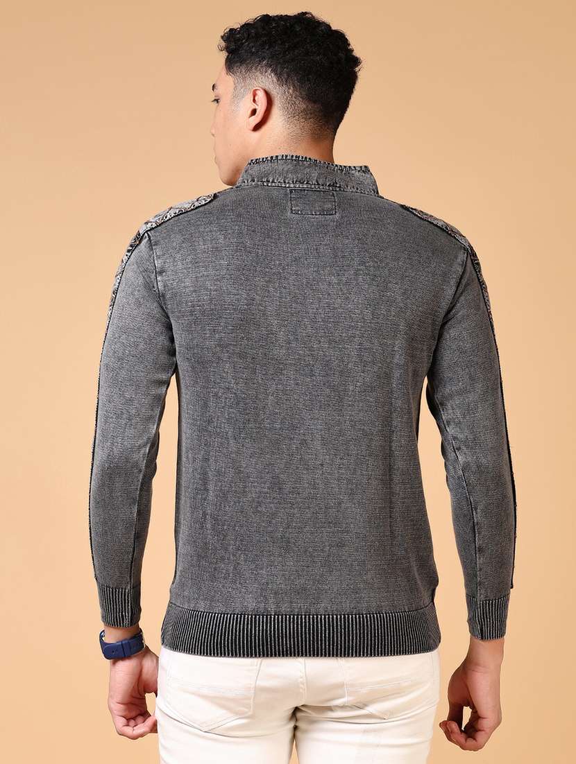 men solid stand collar pullover - 21677735 -  Standard Image - 3