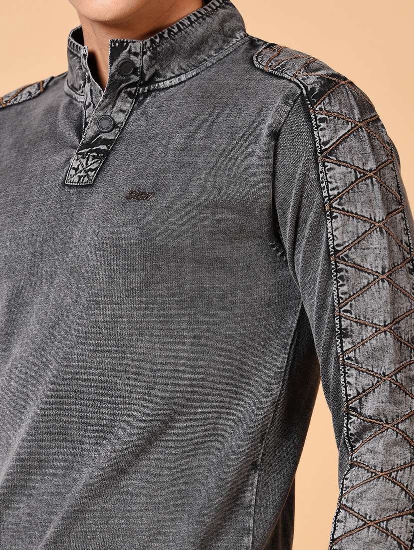 men solid stand collar pullover - 21677735 -  Standard Image - 5