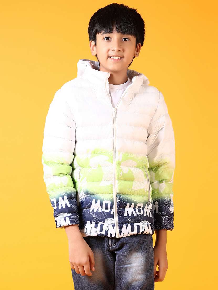 boys long sleeves printed quilted jacket