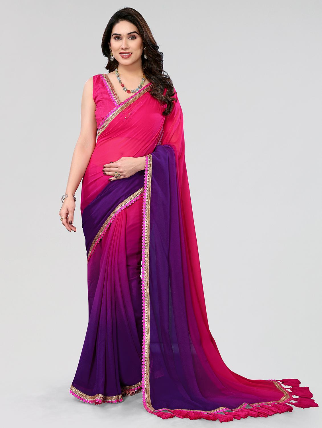 women ombre printed saree with blouse - 21677805 - Zoom Image - 0