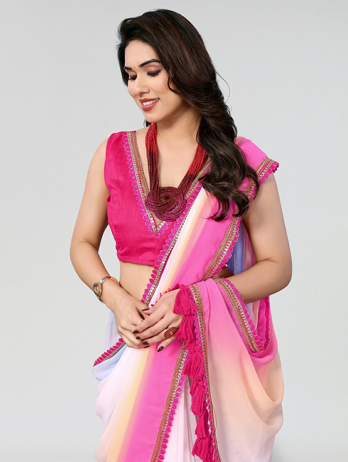 women ombre printed saree with blouse - 21677808 - Standard Image - 3