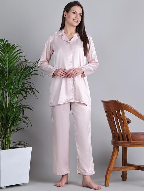 women solid nightwear pyjama set - 21677815 - Standard Image - 0