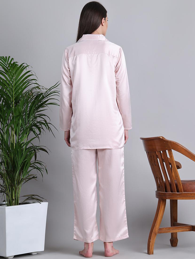 women solid nightwear pyjama set - 21677815 - Standard Image - 3