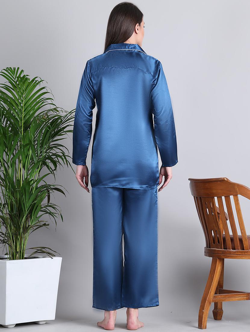 women solid nightwear pyjama set - 21677818 - Standard Image - 3