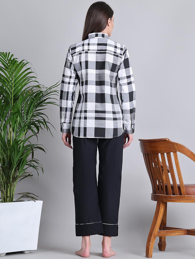 women checkered nightwear pyjama set - 21677820 - Standard Image - 3