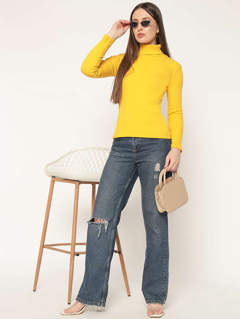 women solid high neck winter wear top - 21677822 -  Standard Image - 5