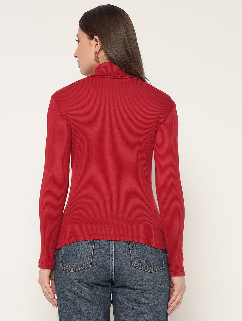 women solid high neck winter wear top - 21677823 - Standard Image - 3