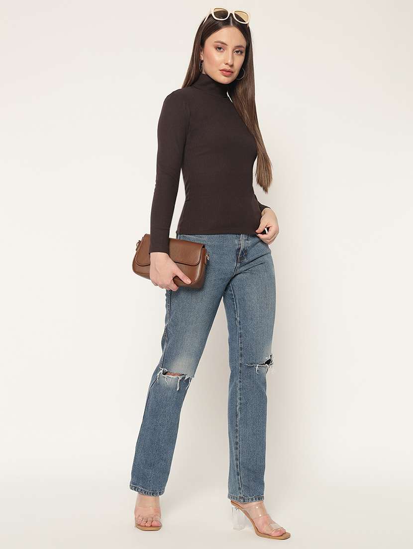 women solid high neck winter wear top - 21677825 -  Standard Image - 5