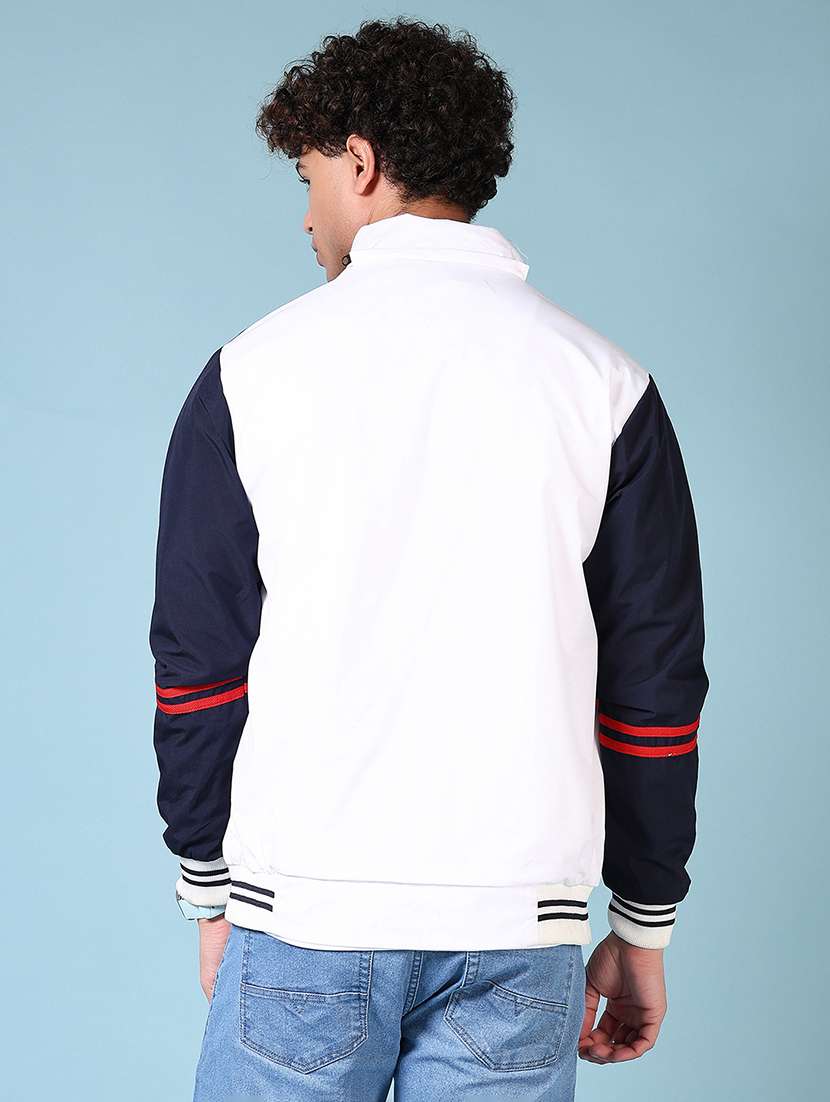 men long sleeves color block bomber jacket - 21677964 -  Standard Image - 3