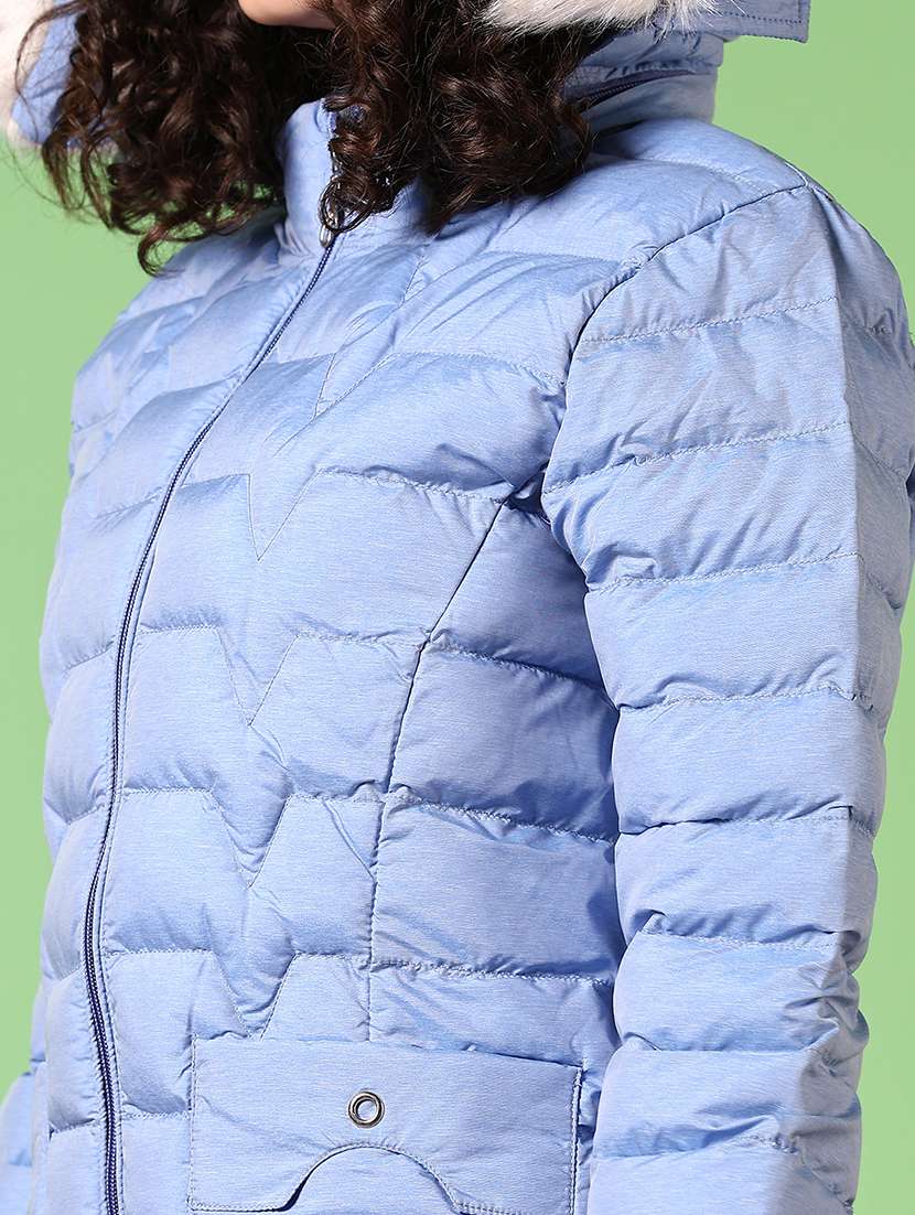 women solid long sleeves hooded puffer jacket - 21677977 -  Standard Image - 3
