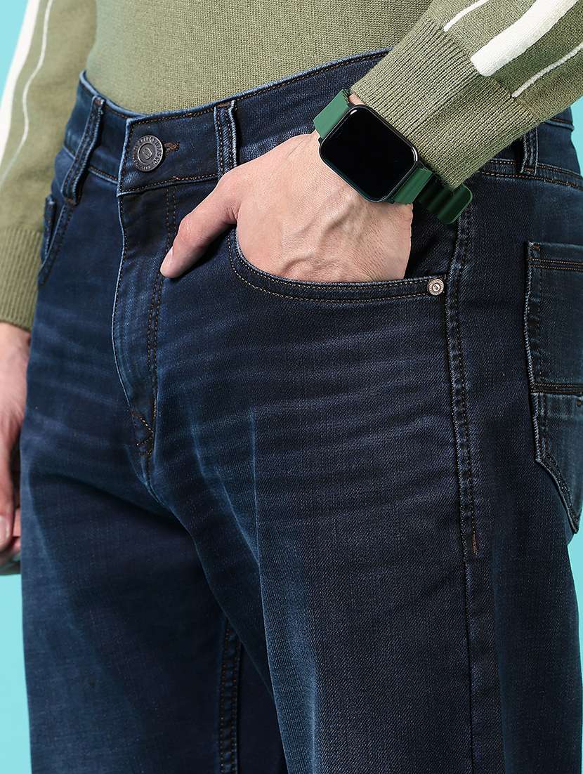 men mid rise plain denim jeans - 21678100 -  Standard Image - 5