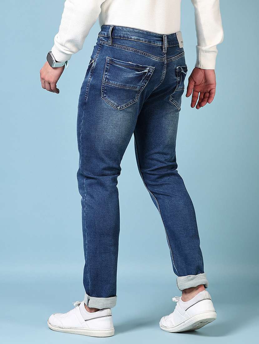men mid rise plain denim jeans - 21678102 -  Standard Image - 3