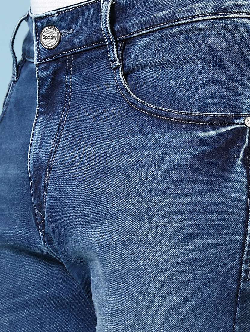 men mid rise plain denim jeans - 21678102 -  Standard Image - 5