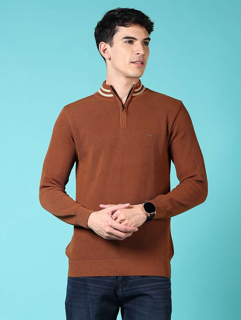 men solid long sleeve pullover sweater
