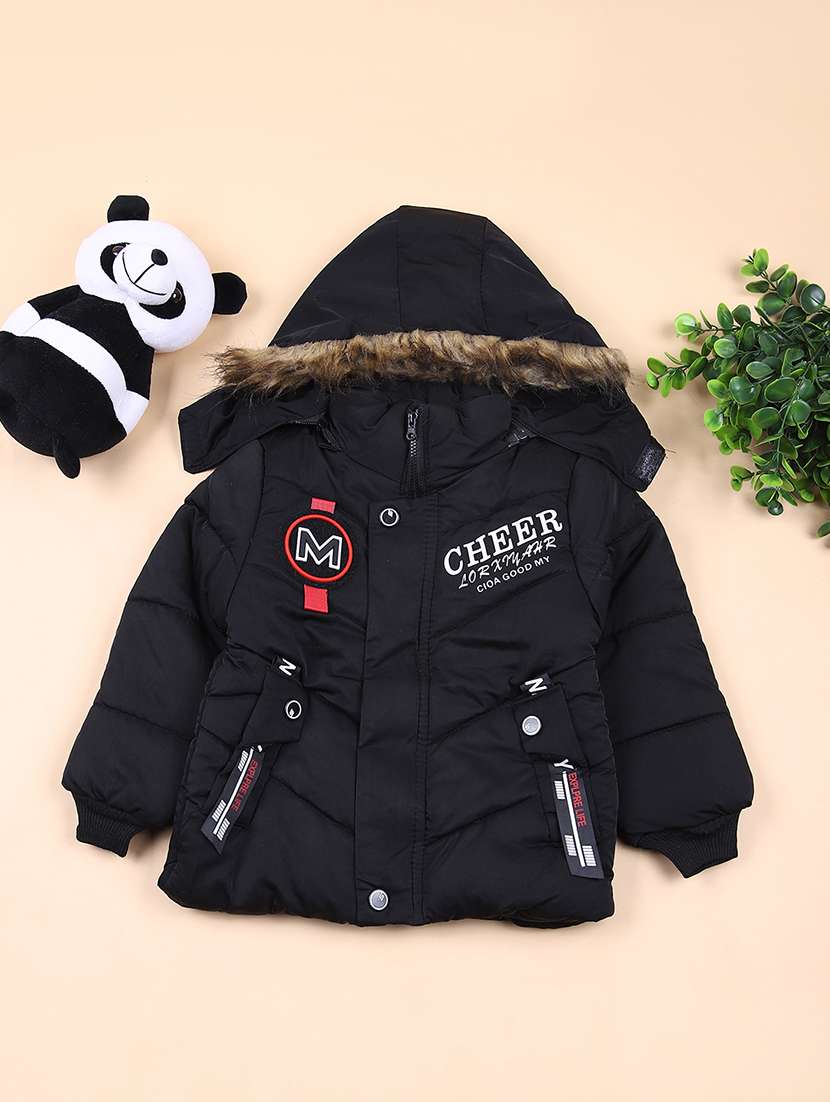 boys long sleeve hooded quilted jacket