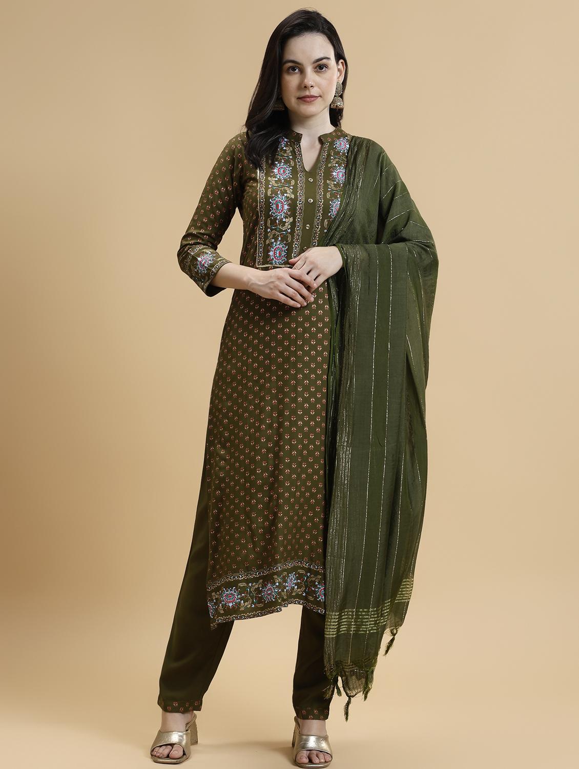 women three quarter sleeve kurta pant with dupatta set - 21678187 - Standard Image - 3