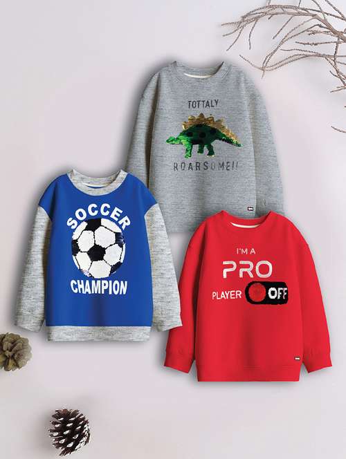 boys pack of 3 printed sweatshirt - 21678198 -  Standard Image - 0