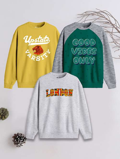 boys pack of 3 printed sweatshirt - 21678200 -  Standard Image - 0