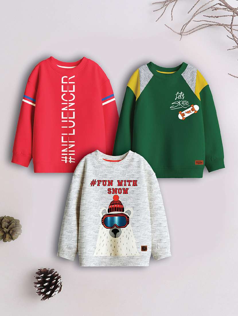 boys pack of 3 printed sweatshirt