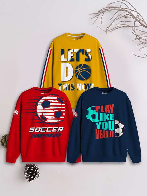 boys pack of 3 printed sweatshirt - 21678205 -  Standard Image - 0