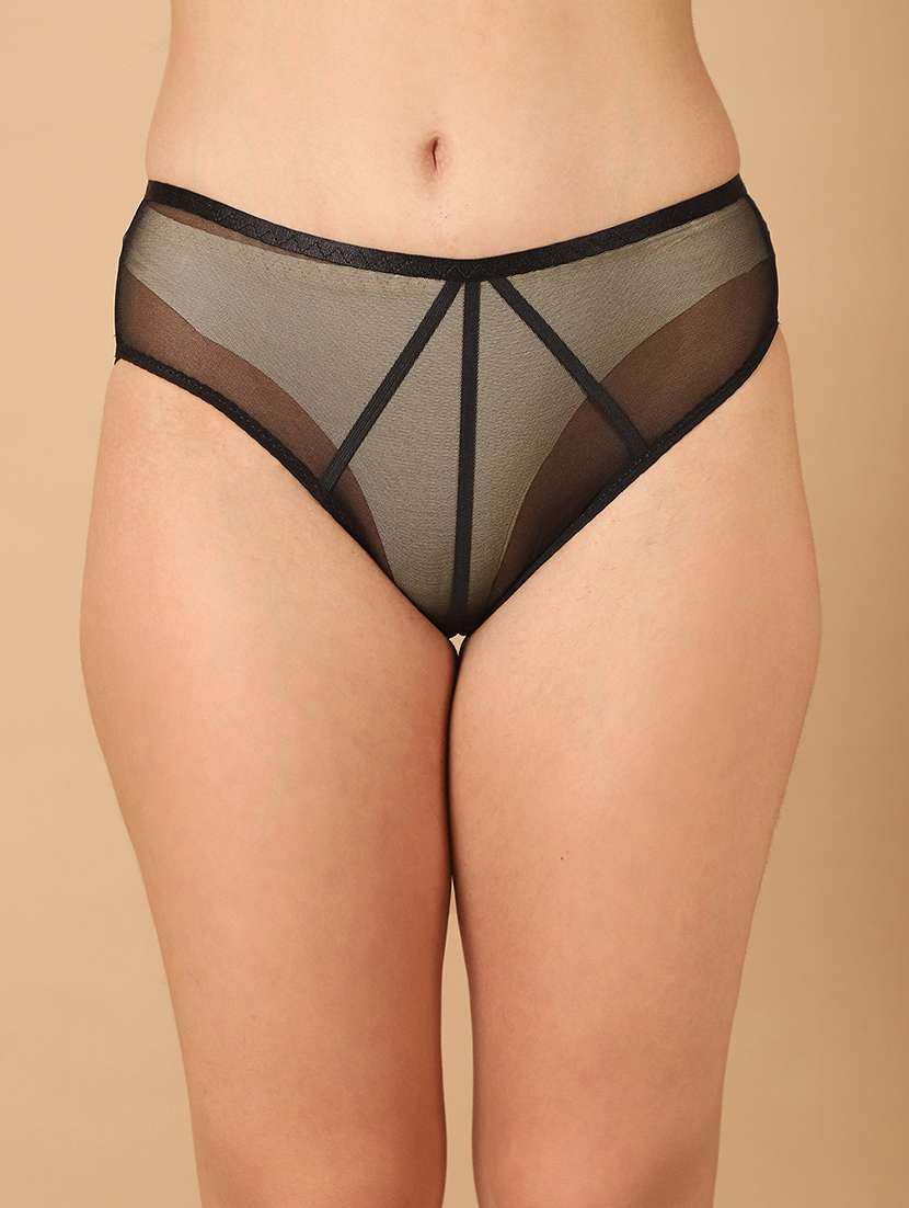 women solid sheer mid rise hipster panty