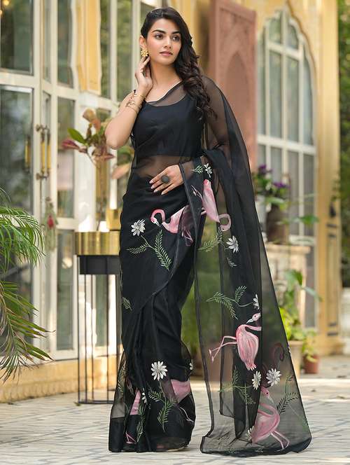 women black floral printed saree - 21678416 -  Standard Image - 0