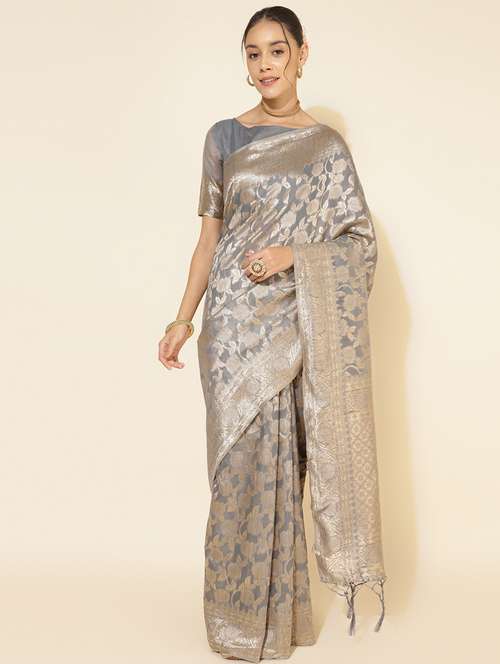 women self design chanderi saree with blouse - 21678621 -  Standard Image - 0