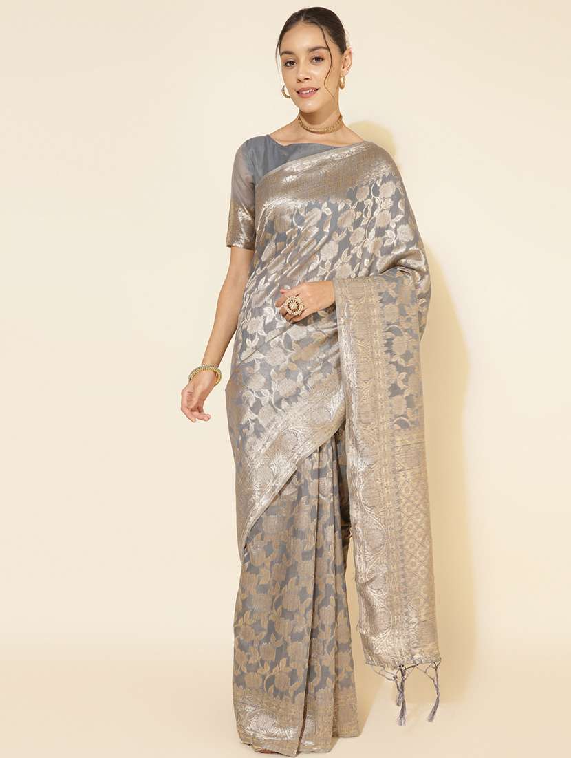 women self design chanderi saree with blouse