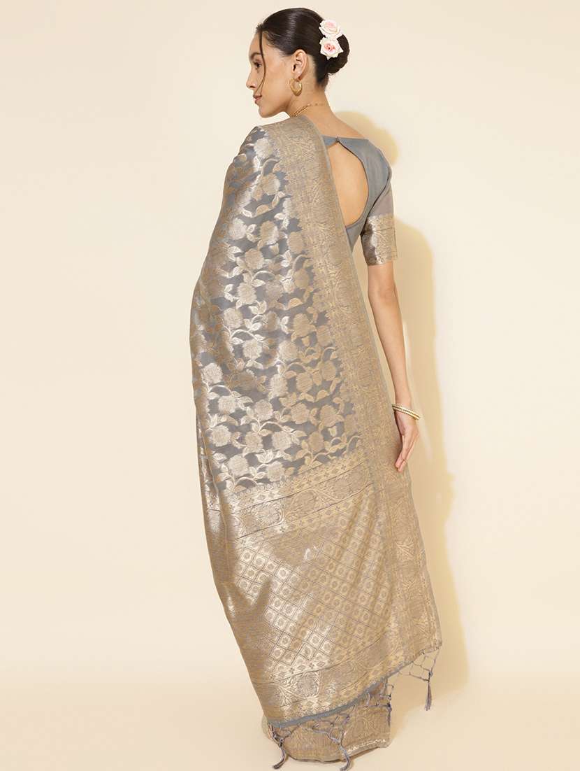 women self design chanderi saree with blouse - 21678621 -  Standard Image - 3