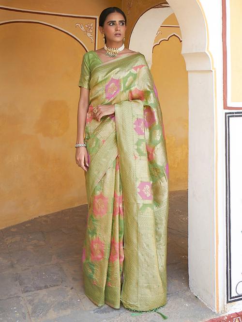 women self design chanderi saree with blouse - 21678626 -  Standard Image - 0