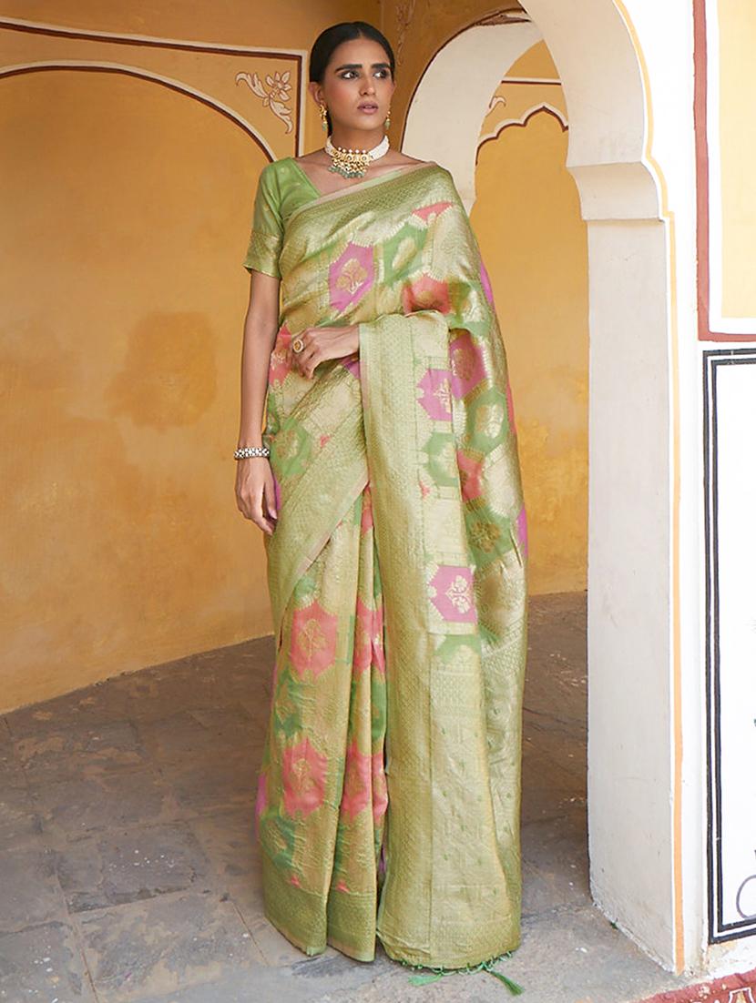 women self design chanderi saree with blouse - 21678626 -  Zoom Image - 0