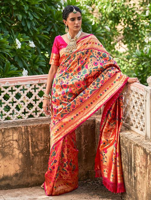 women self design paithani saree with blouse - 21678635 - Standard Image - 0