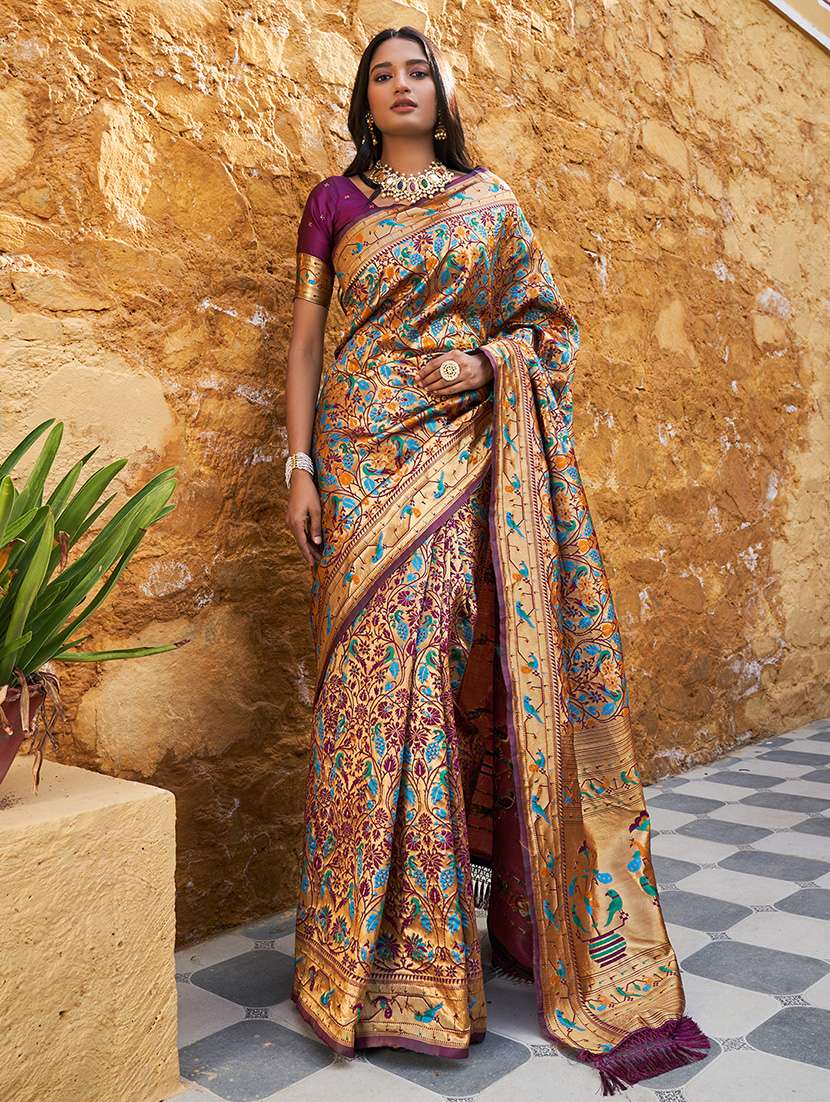 women self design paithani saree with blouse - 21678638 -  Standard Image - 3
