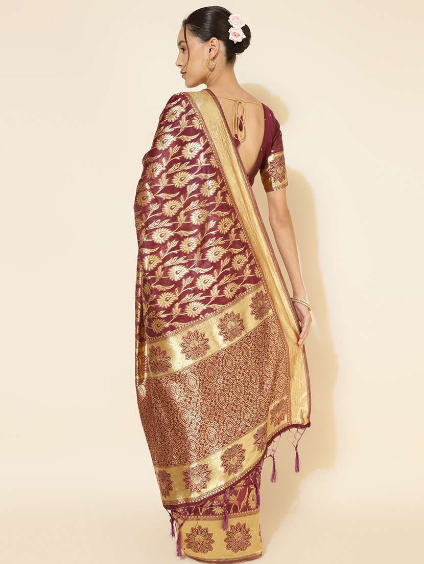 women self design chanderi saree with blouse - 21678640 -  Standard Image - 3