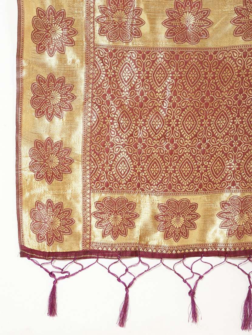 women self design chanderi saree with blouse - 21678640 -  Standard Image - 5